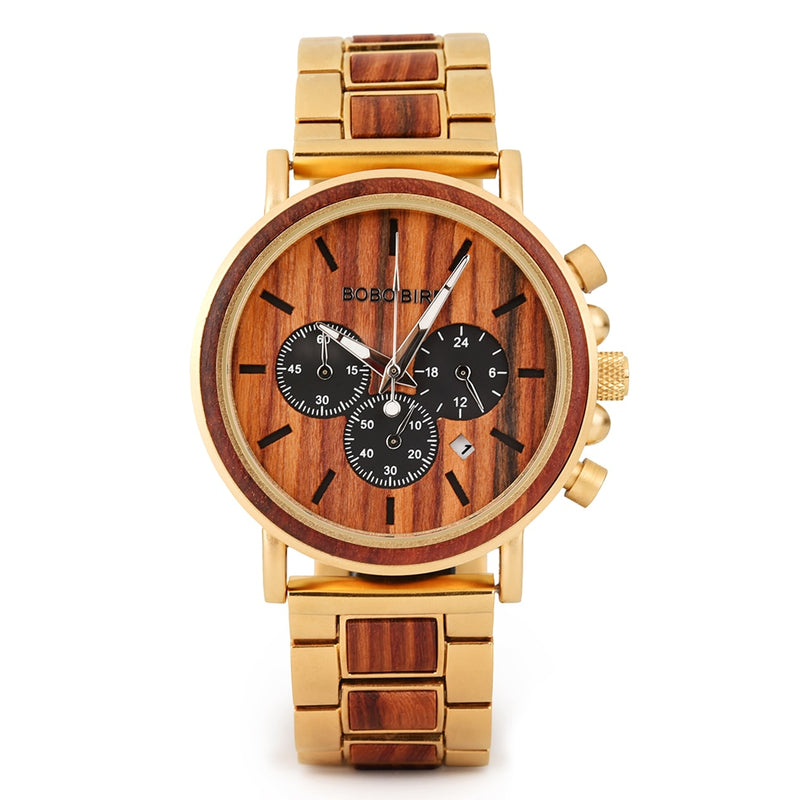 BOBO BIRD Men Watch Wood Watches Women Timepieces Chronograph Quartz Wristwatches