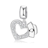 Hot 925 Sterling Silver Love Heart Hat Charm Sparkling CZ Fine Beads fit Original Pandora Bracelets Women Jewelry Making - Findsbyjune.com