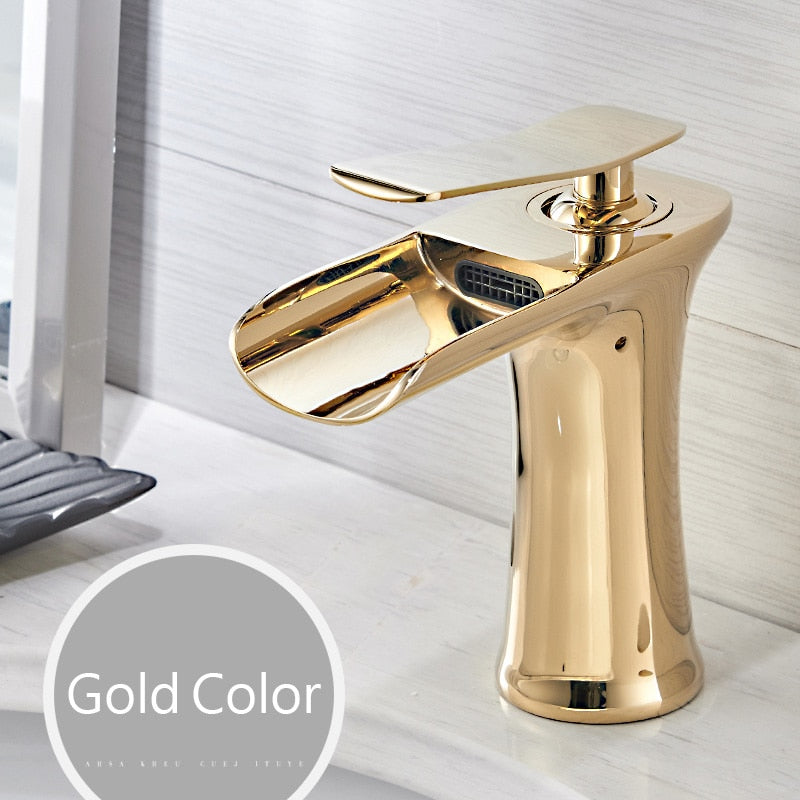 Basin Faucets Waterfall Bathroom Faucet Single handle Basin Mixer Tap Bath Antique Faucet Brass Sink Water Crane Silver