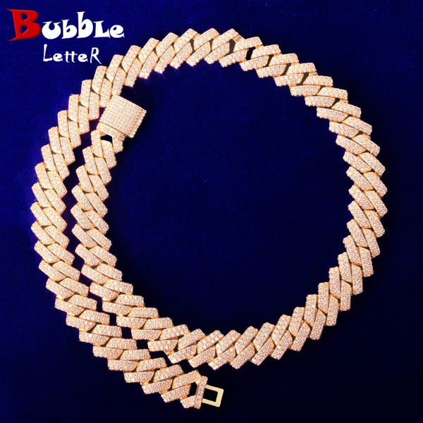 Bubble Letter Miami Cuban Link Chain for Men Necklace Choker Charms Gold Color Iced Out Fashion Jewelry Trend