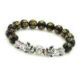 2PCS Obsidian Stone Beads Bracelet Pixiu Bracelet Black Wealth Bracelet Feng shui Bracelets Luck Bracelet for Women Men