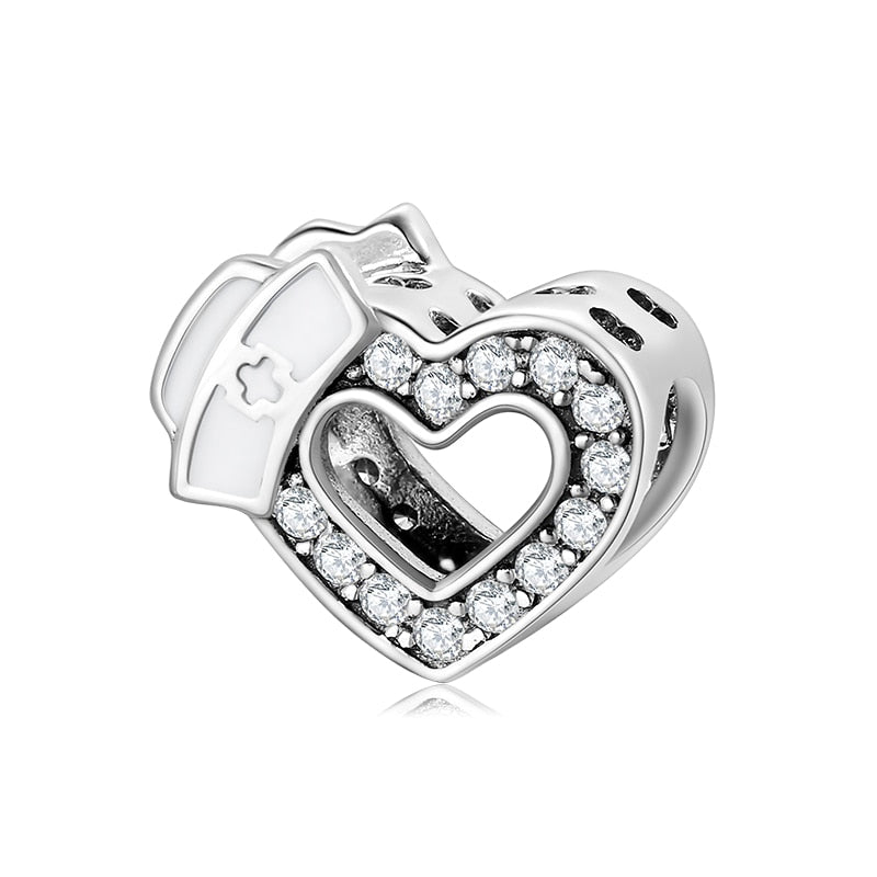 Hot 925 Sterling Silver Love Heart Hat Charm Sparkling CZ Fine Beads fit Original Pandora Bracelets Women Jewelry Making - Findsbyjune.com