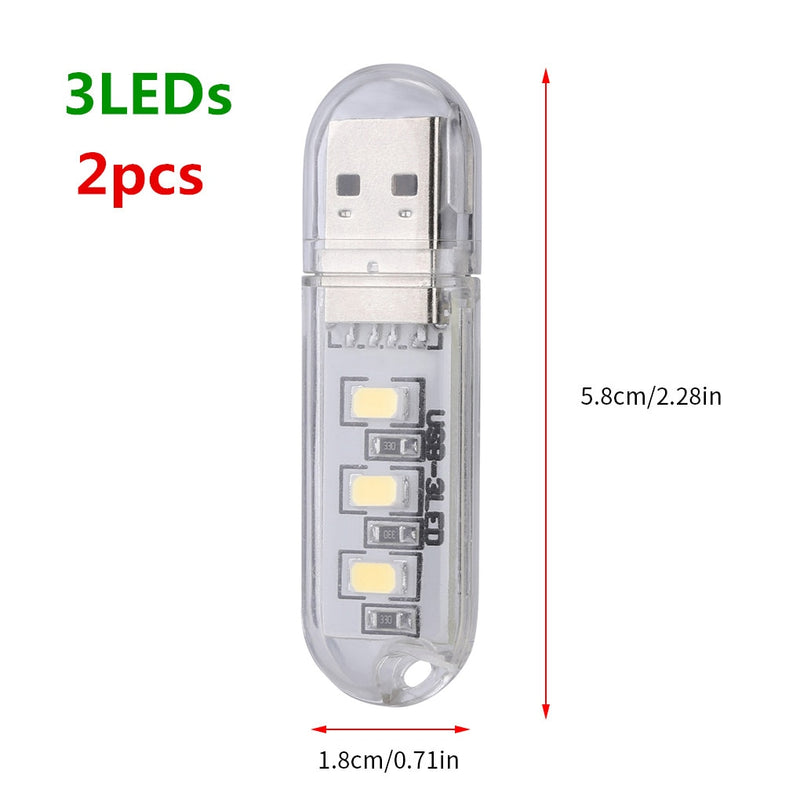 Mini Portable USB LED Book Light DC5V Ultra Bright Reading Book Lamp 3leds 8leds Lights For Power Bank PC Laptop Notebook