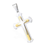 Cross Pendant Necklaces For Men Black Gold Color Silver Color Stainless Steel Charm Chain Male Hip Hop Jewelry