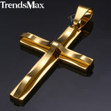 Cross Pendant Necklaces For Men Black Gold Color Silver Color Stainless Steel Charm Chain Male Hip Hop Jewelry