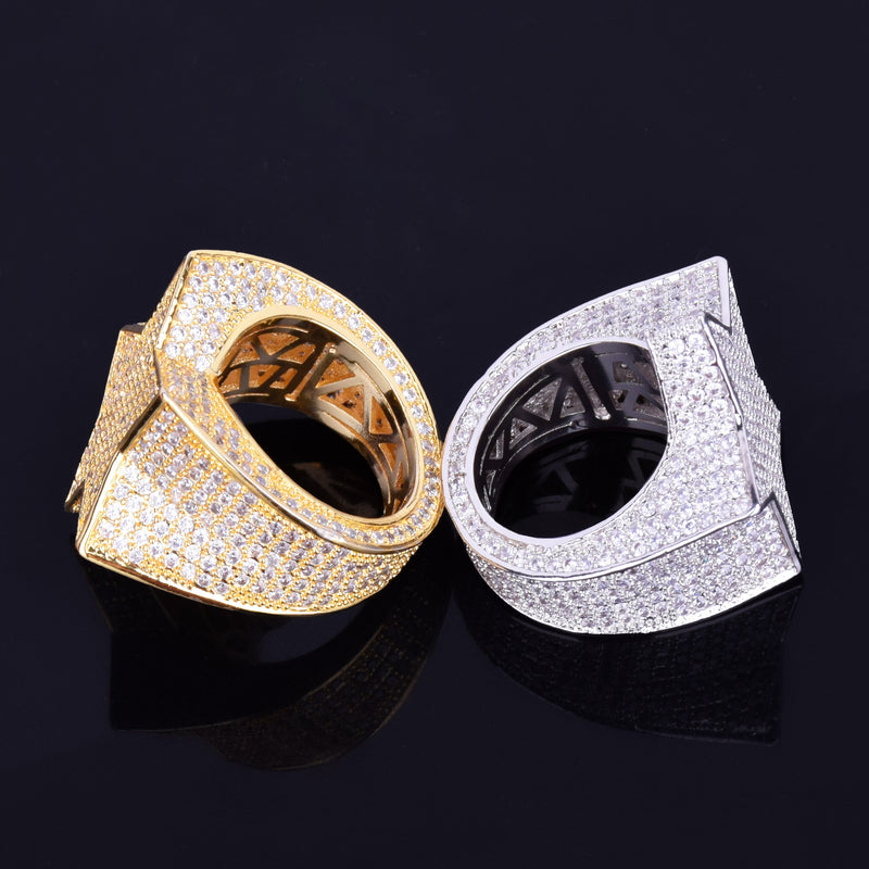 Bubble Letter Men Star Rings Charm Gold Color Full Zircon Fashion Hip Hop Rock Jewelry