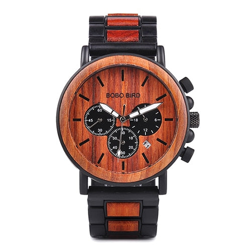 BOBO BIRD Gold Watch Men Luxury Brand Wooden Wristwatches Male Date Display Stop Watches