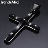 Cross Pendant Necklaces For Men Black Gold Color Silver Color Stainless Steel Charm Chain Male Hip Hop Jewelry