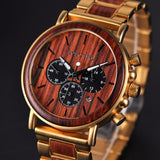 BOBO BIRD Gold Watch Men Luxury Brand Wooden Wristwatches Male Date Display Stop Watches