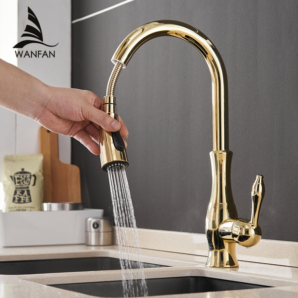 Gold Kitchen Faucets Silver Single Handle Pull Out Kitchen Tap Single Hole Handle Swivel Degree Water Mixer Tap Mixer Tap