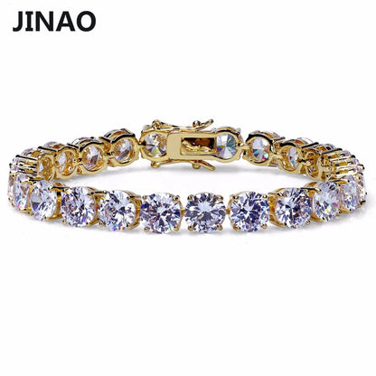 JINAO 4mm 5mm Men&#39;s AAA Cubic Zircon Tennis Bracelet Gold Color Silver Color Iced Out 1 Row Chain Bracelet Hip Hop Jewelry Gifts