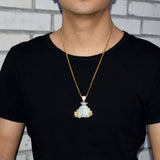 Money Bag Pendant Necklace Gold Color Cubic Zircon Men's Hip Hop Jewelry