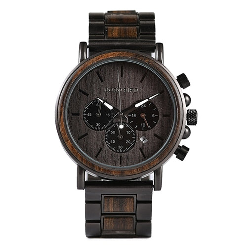 BOBO BIRD Gold Watch Men Luxury Brand Wooden Wristwatches Male Date Display Stop Watches