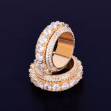 Rotating Men Ring Copper Charm Gold Color Cubic Zircon Fashion Hip-Hop Jewelry