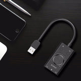 External USB Sound Card Stereo Mic Speaker Headset Audio Jack 3.5mm Cable Adapter Mute Switch Volume Adjustment Free Drive