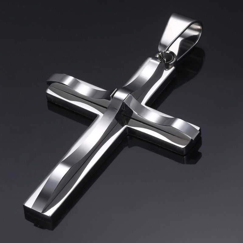 Cross Pendant Necklaces For Men Black Gold Color Silver Color Stainless Steel Charm Chain Male Hip Hop Jewelry