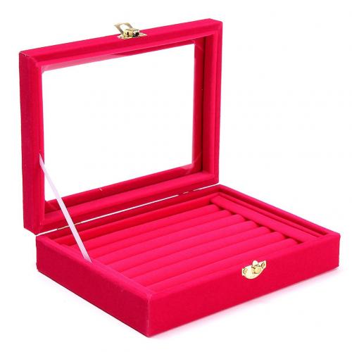 Velvet Wooden Earring Ring Holder Jewelry Box Rings  Tray Holder Jewelry Storage Box Jewelry Display Organizer Storage Boxes