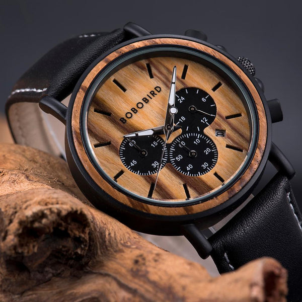 BOBO BIRD Men Watch Wood Watches Women Timepieces Chronograph Quartz Wristwatches