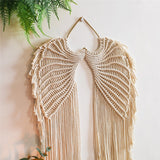 Macrame Wall Hanging Boho Tapestry Angels Wing Woven Bohemian Wall Decor Home Decoration For Apartment Bedroom Living Room