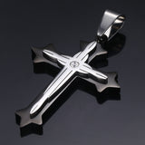 Cross Pendant Necklaces For Men Black Gold Color Silver Color Stainless Steel Charm Chain Male Hip Hop Jewelry