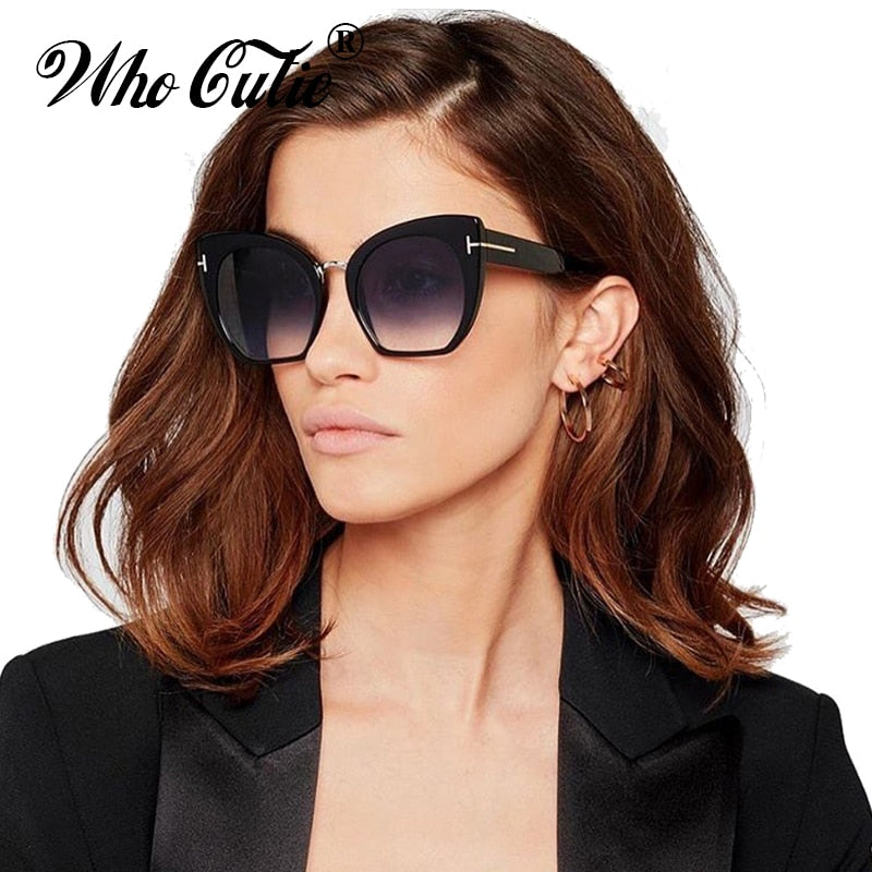 WHO CUTIE 2018 Half Frame Tom Rimless Sunglasses Women Men Brand Designer Female Oversized Square Sun Glasses CE Shades OM694