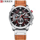 CURREN Men's Watch Leather Brand Luxury Quartz Clock Fashion Chronograph Wristwatch Male Sport