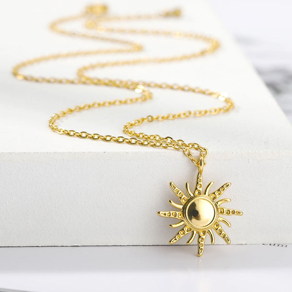 Simple Sun flower Pendant Necklace Stainless Steel  Necklace For women kid birthday Chirstma Gift Jewelry