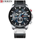 CURREN Men's Watch Leather Brand Luxury Quartz Clock Fashion Chronograph Wristwatch Male Sport