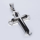 Cross Pendant Necklaces For Men Black Gold Color Silver Color Stainless Steel Charm Chain Male Hip Hop Jewelry