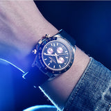 PAGANI DESIGN Top Brand New Rubber Strap Chronograph Watch Men Quartz Wristwatch Luxury Sapphire Glass Sports Watch