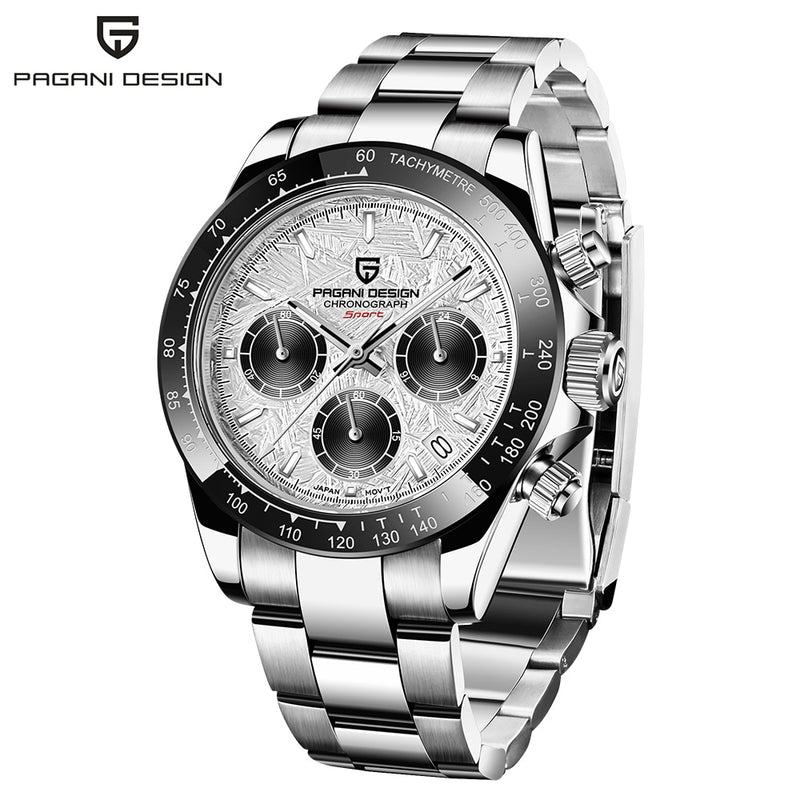 PAGANI DESIGN Top Brand New Rubber Strap Chronograph Watch Men Quartz Wristwatch Luxury Sapphire Glass Sports Watch