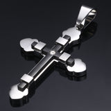 Cross Pendant Necklaces For Men Black Gold Color Silver Color Stainless Steel Charm Chain Male Hip Hop Jewelry