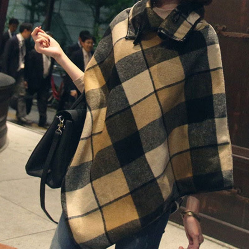 New Fashion Winter Warm Plaid Ponchos And Capes For Women Oversized Shawls and Wraps Cashmere Pashmina F - Findsbyjune.com