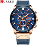 CURREN Men's Watch Leather Brand Luxury Quartz Clock Fashion Chronograph Wristwatch Male Sport