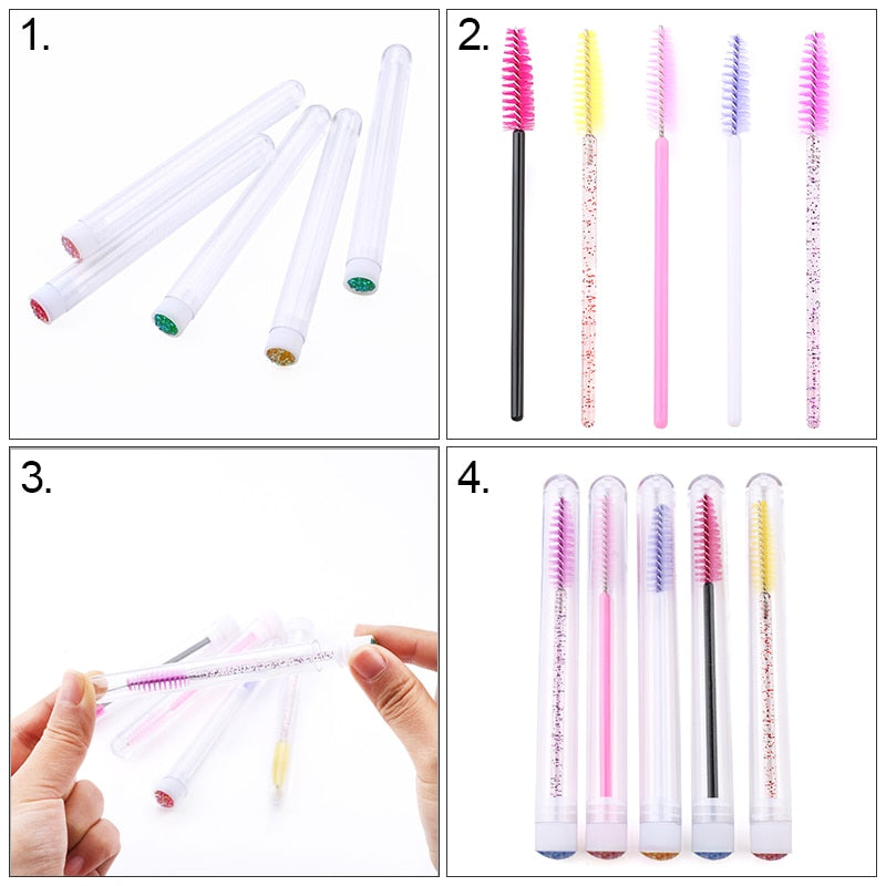 Eyelash Extender Disposable Eyebrow Brush Separate Tube Design Charming Diamond Bottom Mascara Stick Applicator