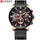 CURREN Men's Watch Leather Brand Luxury Quartz Clock Fashion Chronograph Wristwatch Male Sport