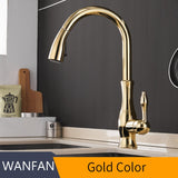 Gold Kitchen Faucets Silver Single Handle Pull Out Kitchen Tap Single Hole Handle Swivel Degree Water Mixer Tap Mixer Tap