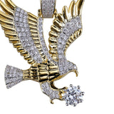 TOPGRILLZ Hip Hop Gold Color Plated Copper Iced Out Micro Paved CZ Eagle Pendant Necklace Men Charm Jewelry Three Style Chains