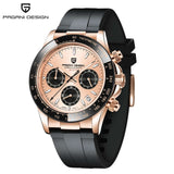 PAGANI DESIGN Top Brand New Rubber Strap Chronograph Watch Men Quartz Wristwatch Luxury Sapphire Glass Sports Watch