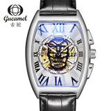 Transparent Skeleton Automatic Mechanical Watch Men Genuine Leather Belt Top Brand Luxury Self Winding Mens Retro Watch Clock