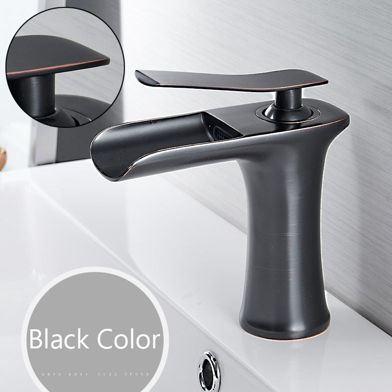 Basin Faucets Waterfall Bathroom Faucet Single handle Basin Mixer Tap Bath Antique Faucet Brass Sink Water Crane Silver