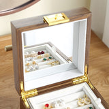 Casegrace 3-in-1 Jewelry Organizer Box Wooden Square Jewelry Storage Gift Case For Earrings Ring Necklace Suitcase Jewellery Box