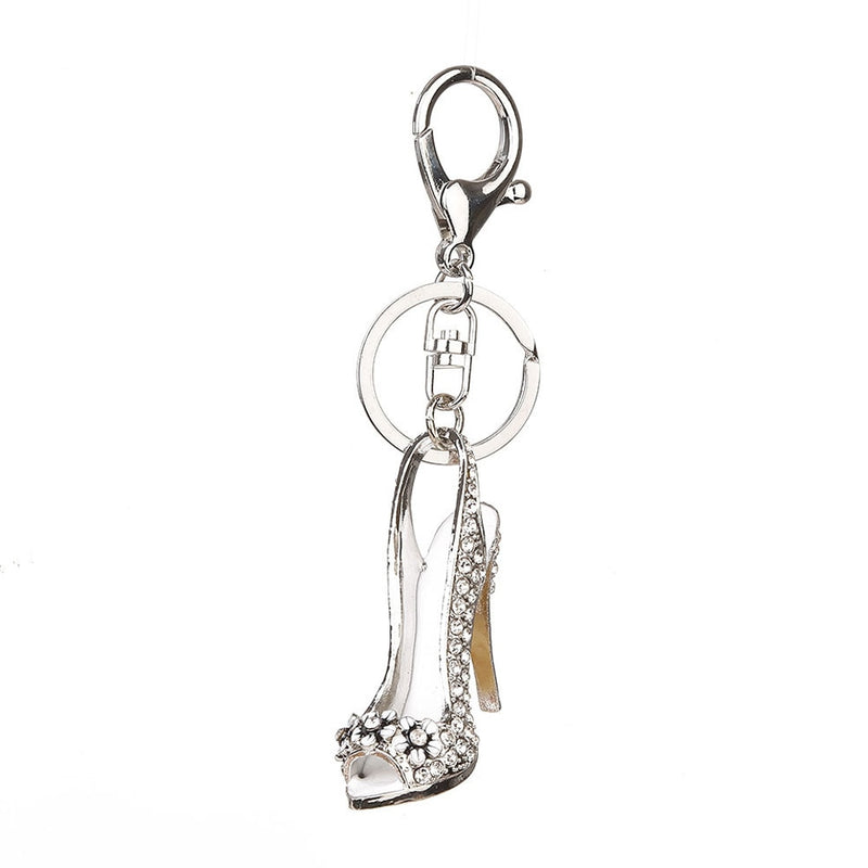 High Heel Shoe Keychain Rhinestone Crystal Purse Car Key Chain Bag Decorative Alloy Keyring