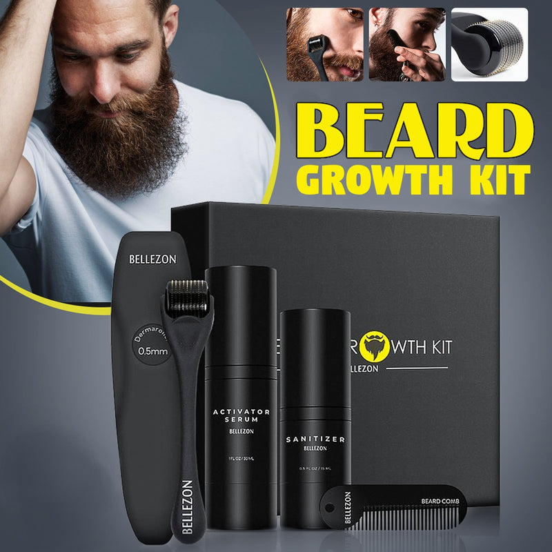 4 Pcs/set Men Beard Growth Kit Hair Growth Enhancer Thicker Oil Nourishing  Leave-in Conditioner Beard Grow Set with Comb