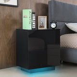 Multifunction RGB LED Nightstands Cabinet Storage Bedside Table Night Table Bedroom Nightstand Home Furniture for Night Lighting