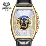 Transparent Skeleton Automatic Mechanical Watch Men Genuine Leather Belt Top Brand Luxury Self Winding Mens Retro Watch Clock