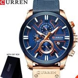 CURREN Men's Watch Leather Brand Luxury Quartz Clock Fashion Chronograph Wristwatch Male Sport