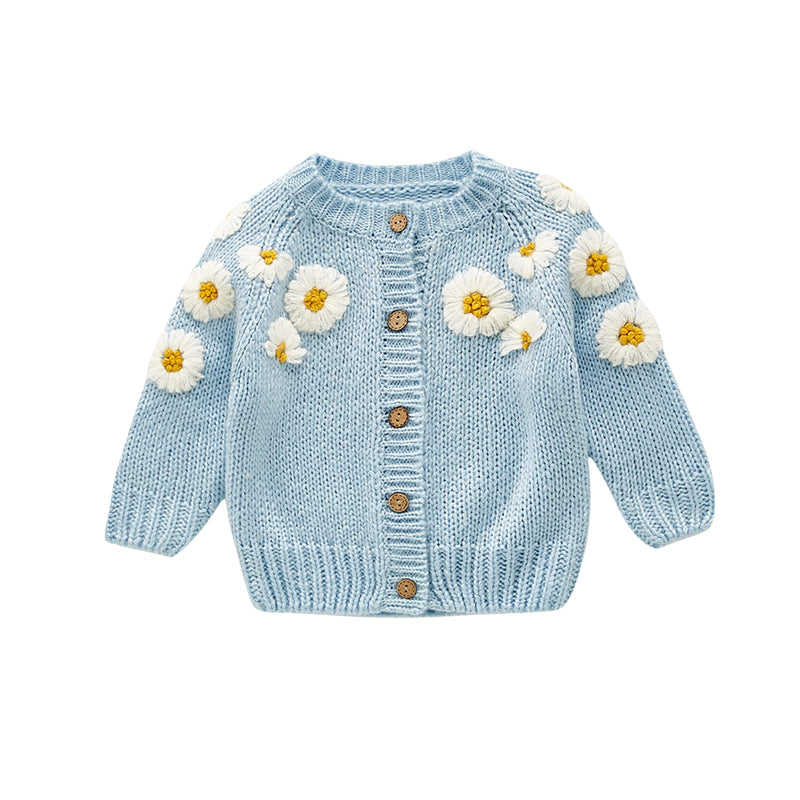 0-24M Newborn Infant Baby Girl Casual Cute Sweaters Long Sleeve O-Neck Floral Printed Knitting Top 2Colors