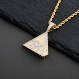 TOPGRILLZ Hip Hop Gold Color Plated Egyptian Pyramid Eye of Horus Pendant Necklace Iced Out Micro Paved Zircon Charm Jewelry