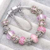 High Quality Rose Gold Crystal Charm Bracelets For Women With Pink Leaves Bracelets Bangles Fashion Jewelry Gift - Findsbyjune.com